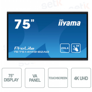 IPS LED Monitor 75 Inch ULTRA HD 4K IIWARE12E WiFi HDMI DISPLAYPORT USB-C Speaker - IIYAMA