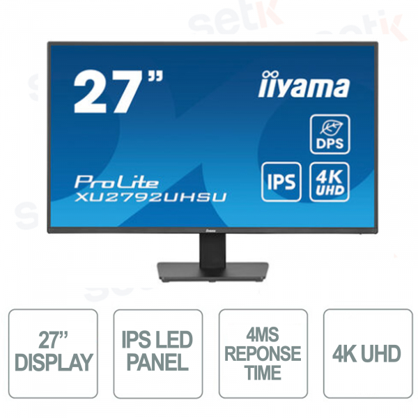 XU2792UHSU-B6 - IIYAMA Monitor - IPS LED Panel - 4K UHD - 27 Inches - With Speakers