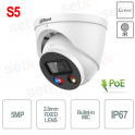 Caméra dôme S5 WizSense analyse vidéo extérieure IP onvif PoE 5mp Mart double lumière 2.8mm Dahua