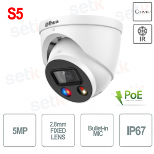 Cámara domo S5 WizSense video análisis exterior IP onvif PoE 5mp Mart Dual Light 2.8mm Dahua