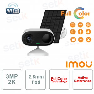 Imou Kit - Cell Go 2K Full Color Kit - 1x Wi-Fi Battery Camera 3MP 2.8mm FullColor Active Deterrence + 1x Solar Panel