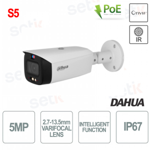 Wizsense cámara bala IP de análisis de vídeo exterior Smart Dual Light Onvif Poe 5mp 2.7-13.5mm - S5 - Dahua