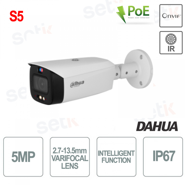 Wizsense caméra Bullet d'analyse vidéo IP extérieure Smart Dual Light Onvif Poe 5mp 2.7-13.5mm - S5 - Dahua