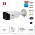 Bullet-Kamera Weiß AI Lite Wizsense IP ONVIF® PoE 8MP 3,6 mm Smart Dual Light – S5 – Dahua