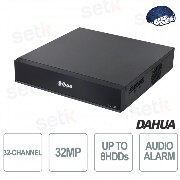 Grabador IP NVR 32 Canales Onvif 32MP AI Network 512Mbps 2U 8HDDs WizSense - Dahua