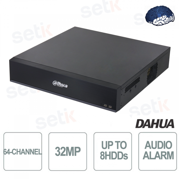 Enregistreur réseau IP NVR 64 canaux Onvif 32MP AI 512Mbps 2U 8HDD WizSense - Dahua