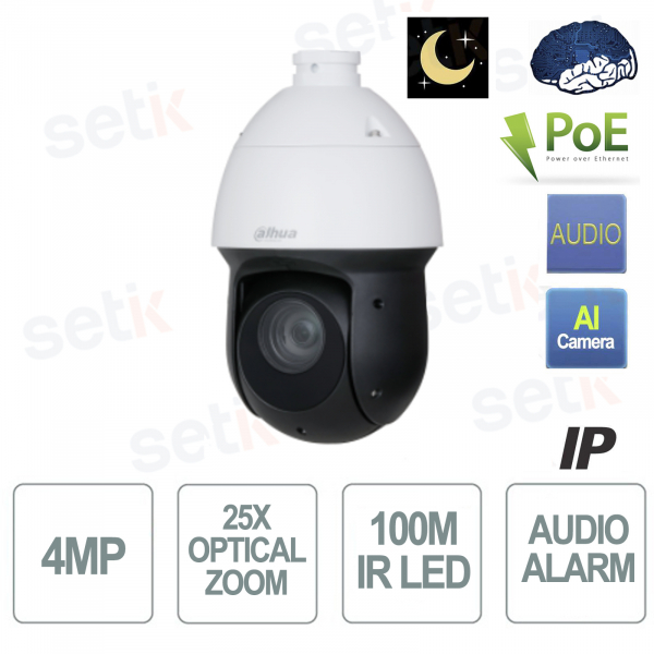 AI Telecamera IP PoE IR 100M 4MP Starlight Dome PTZ ottica 5-125mm -Dahua