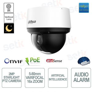 POE ONVIF PTZ IP camera 2MP - 16x zoom 5-80mm - Artificial intelligence - IR 100m - Dahua
