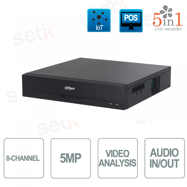 XVR 5in1 8 Canali 5MP IVS 8HDD Audio Allarme POS IoT Onvif Video analisi