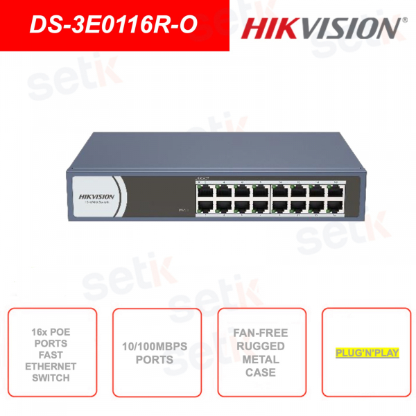 Network switch - 16 ports 10/100Mbps - Plug & Play
