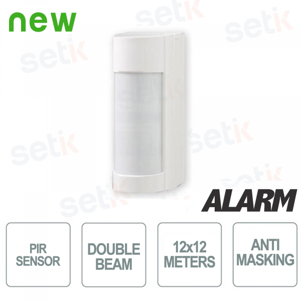 Outdoor anti-masking double wire beam PIR detector - 12 meters and 90° - IP55 - Optex