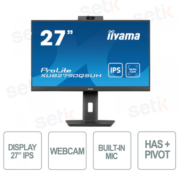 Monitor de escritorio LED IIYAMA 27 IPS con cámara web y micrófono