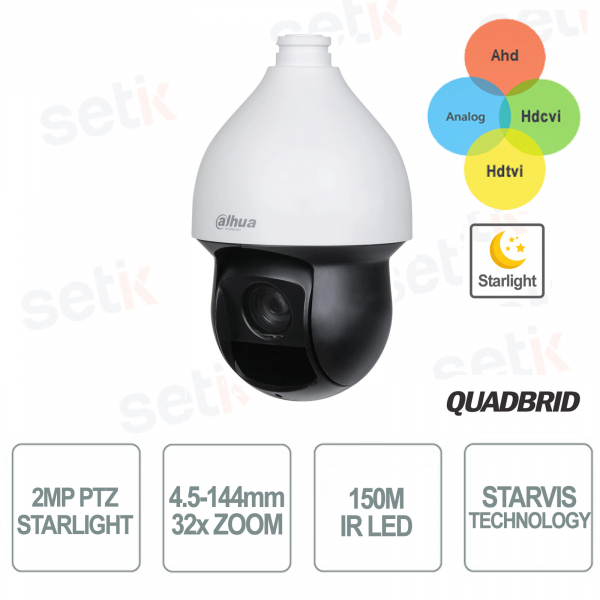 Telecamera PTZ 2MP -32x zoom 4.5-144mm - Starlight 4 LED IR 150m - Dahua
