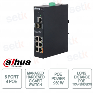 Switch de red reforzado administrado de 8 puertos 4 puertos PoE - Dahua