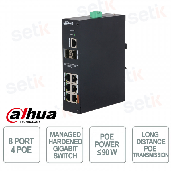 Switch di rete 8 porte Managed Hardened 4 Porte PoE - Dahua