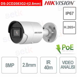 Hikvision 8MP camera - 2.8mm optics - video analysis