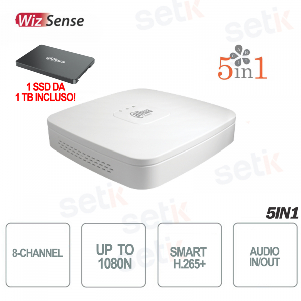XVR Wizsense 8 Canaux CVI AHD TVI ANALOGIQUE IP 1 To SSD inclus 1080N H.265+ Dahua