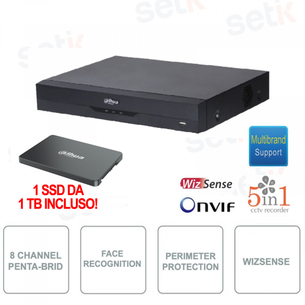 XVR - ONVIF® - 5en1 - Resolución 5M-N/1080p 1TB SSD incluido - Inteligencia Artificial