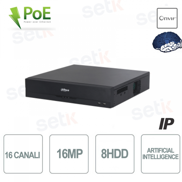 NVR IP 16 Canali PoE H.265 16MP 256Mbps 2U 8HDD - Dahua
