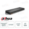 Switch Gigabit non administrable - 10 ports 8 ports PoE 2 ports RJ-45 - BT 90W - Dahua