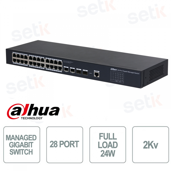 Verwalteter Gigabit-Switch – 28 Ports, 26 RJ45-Ports, 2 SFP-Ports – Dahua