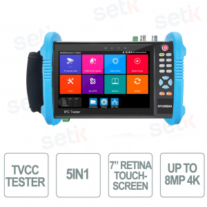 HYU-1075 - CCTV Tester for video surveillance systems - 5in1 - 7 inch Retina touchscreen - WiFi - Audio - PoE test