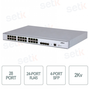 Switch Gigabit administrable - 28 ports L2+ - 24 RJ45 - 4SFP+ - Dahua