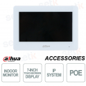 Dahua Estación interior IP Monitor TFT de 7 pulgadas Táctil PoE MicroSD - Color blanco