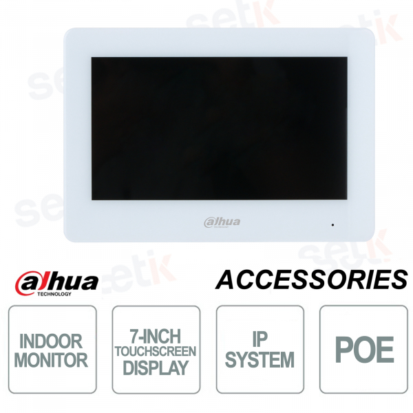 Dahua IP indoor station 7 Inch TFT Monitor Touch PoE MicroSD - White colour