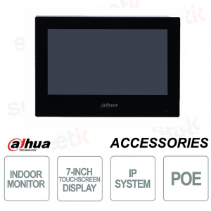 Station intérieure IP Dahua Moniteur TFT 7 pouces Tactile PoE MicroSD - Couleur Noir