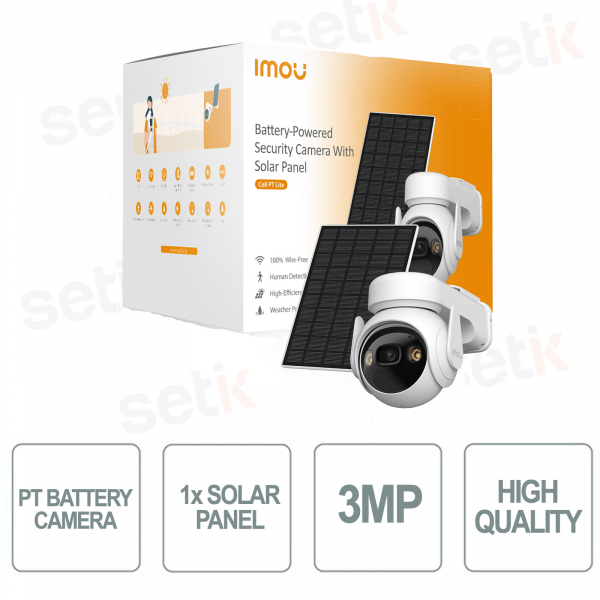 Imou Cell PT lite Kit - 1x Telecamera Cell PT 3MP Wi-Fi Batteria + 1x Pannello Solare FSP12