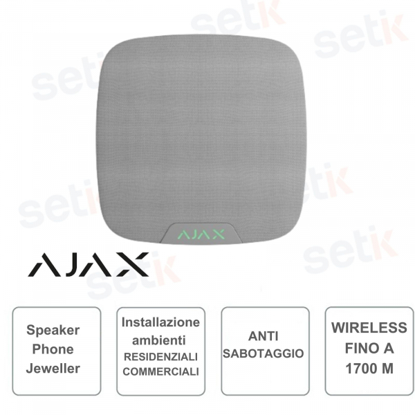 Ajax SpeakerPhone Jeweller Blanc – Module vocal sans fil pour la vérification d'alarme