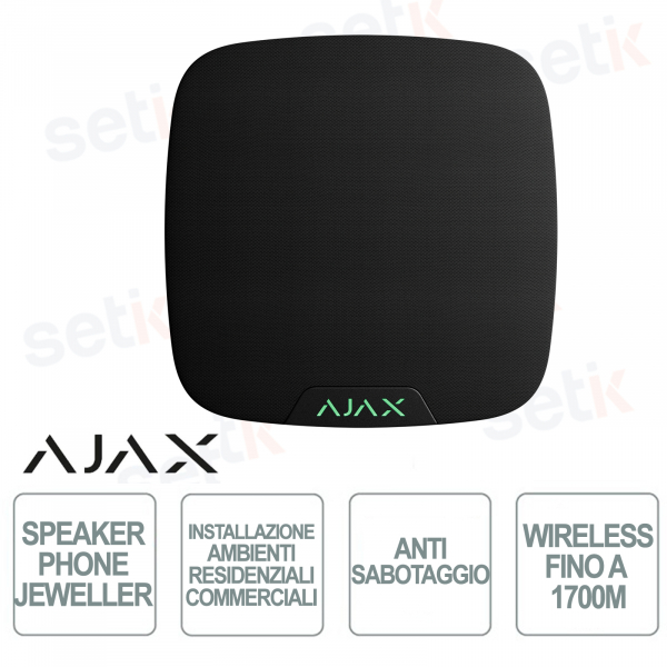 Ajax SpeakerPhone Jeweler – Drahtloses Sprachmodul zur Alarmüberprüfung – Farbe Schwarz