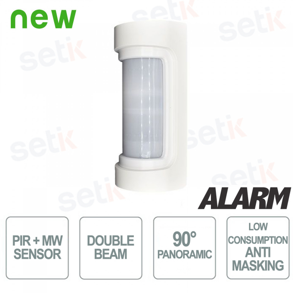 90° panoramic low absorption double IR PIR+MW detector for outdoors with anti-masking - IP55 - Optex