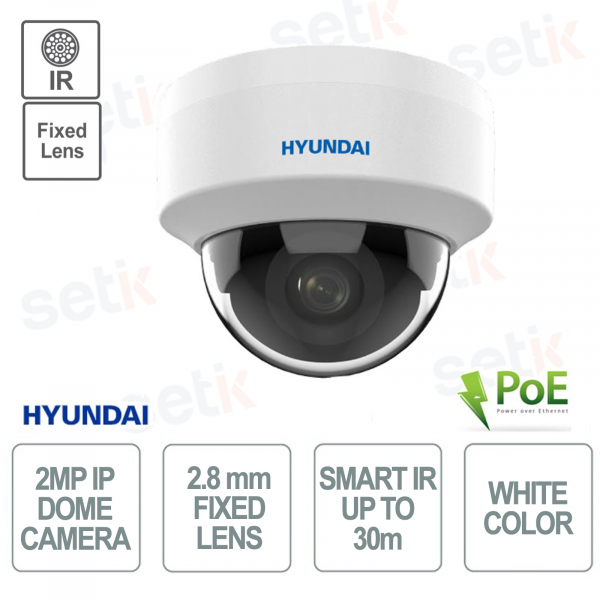 Cámara Domo PoE para Interiores - IP - 2MP - 2.8mm - Smart IR 30m - Hyundai