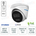 PoE-Dome-Kamera für den Außenbereich – IP – Smart Hybrid Light – 4 MP – 2,8 mm – Smart IR 30 m – IP67 – Mikrofon – Hyundai