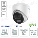 PoE Outdoor Dome Camera - IP - Smart Hybrid Light - 6MP - 2.8mm - Smart IR 30m - IP67 - Alarm - Microphone - Hyundai