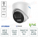 Cámara Domo PoE para Exterior - IP - Luz Híbrida Inteligente - 8MP - 2.8mm - Smart IR 30m - IP67 - Alarma - Micrófono - Hyundai