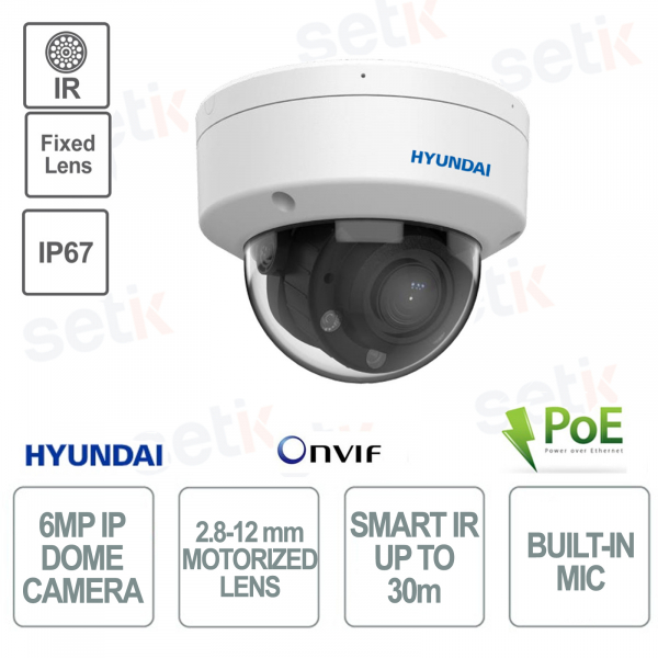 copy of PoE-Außendomekamera – IP – Smart Hybrid Light – 4 MP – 2,8–12 mm – Smart IR 30 m – IP67 und IK08 – Mikrofon – Hyundai