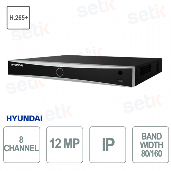 copy of 4-Channel PoE 12MP IP NVR - 4 Ports 40/80 Mbps Two-Way Audio H.256+ - Hyundai