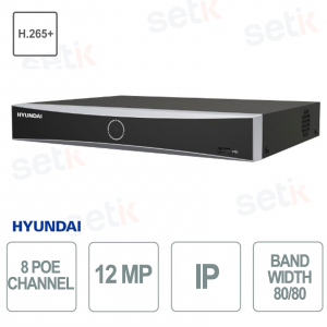 copy of 4-Channel PoE 12MP IP NVR - 4 Ports 40/80 Mbps Two-Way Audio H.256+ - Hyundai