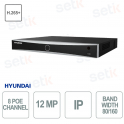 NVR IP 8 PoE canali 12MP - 8 porte 80/160 Mbps audio bidirezionale H.256+ - Hyundai