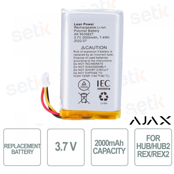 Ajax batteria di ricambio per 38236.01.BL1 / 38238.40.BL1 / 38206.37.BL1 / 38208.106.BL1