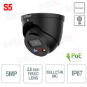 S5 Dome Camera WizSense Video Analytics IP Outdoor Onvif PoE 5mp Mart Dual Light 2.8mm Black - Dahua