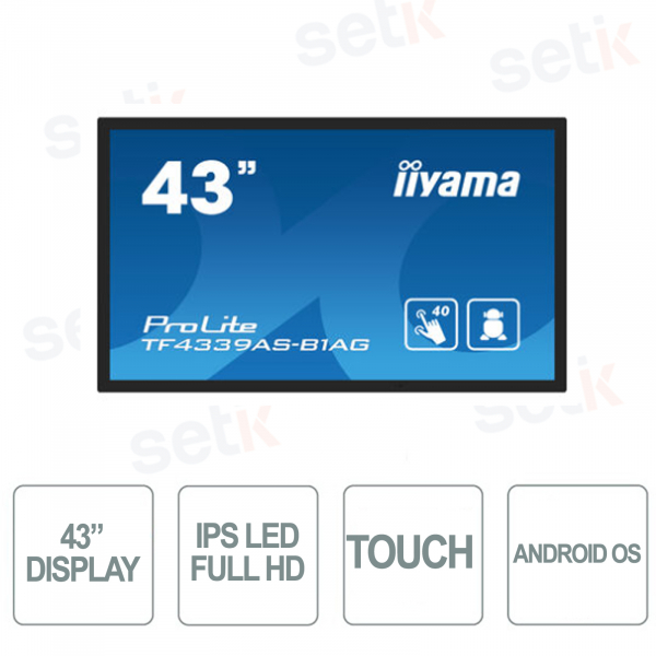 43 Inch Full HD Touchscreen Monitor Speakers - 8Ms 60Hz - Edge to edge glass, Open Frame