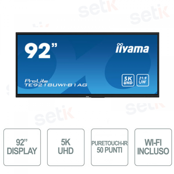 Display interattivo IIYAMA VA Touchscreen da 92 Pollici 5K