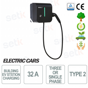 Borne de recharge EV Online 32A avec prise de câble de 5m type 2 Green Motion Building - Eaton