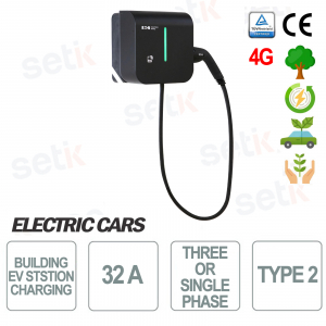 Estación de carga para vehículos eléctricos en línea 4G 32A con cable de 5 m Tipo 2 Enchufe Green Motion Building - Eaton