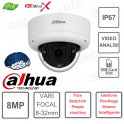 Telecamera dome IP 8MP ottica varifocale 8-32mm WizMindX con videoanalisi - Dahua