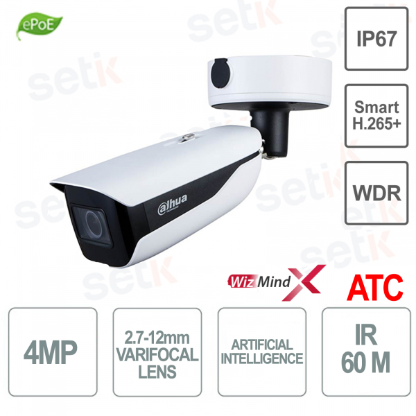 4MP Varifokale optische Bullet-IP-Kamera 2,7–12 mm mit ATC-Videoanalyse – Dahua